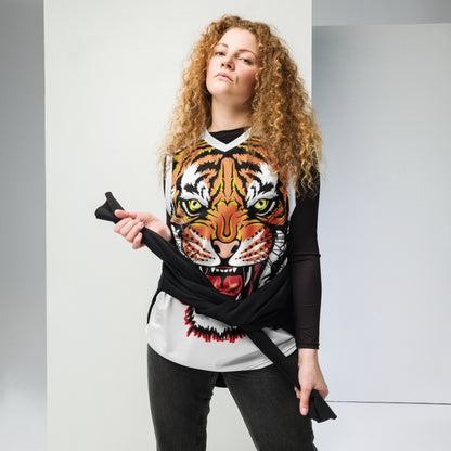 Recycled unisex basketball jersey tiger big front