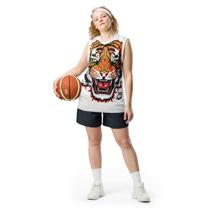Recycled unisex basketball jersey tiger big front