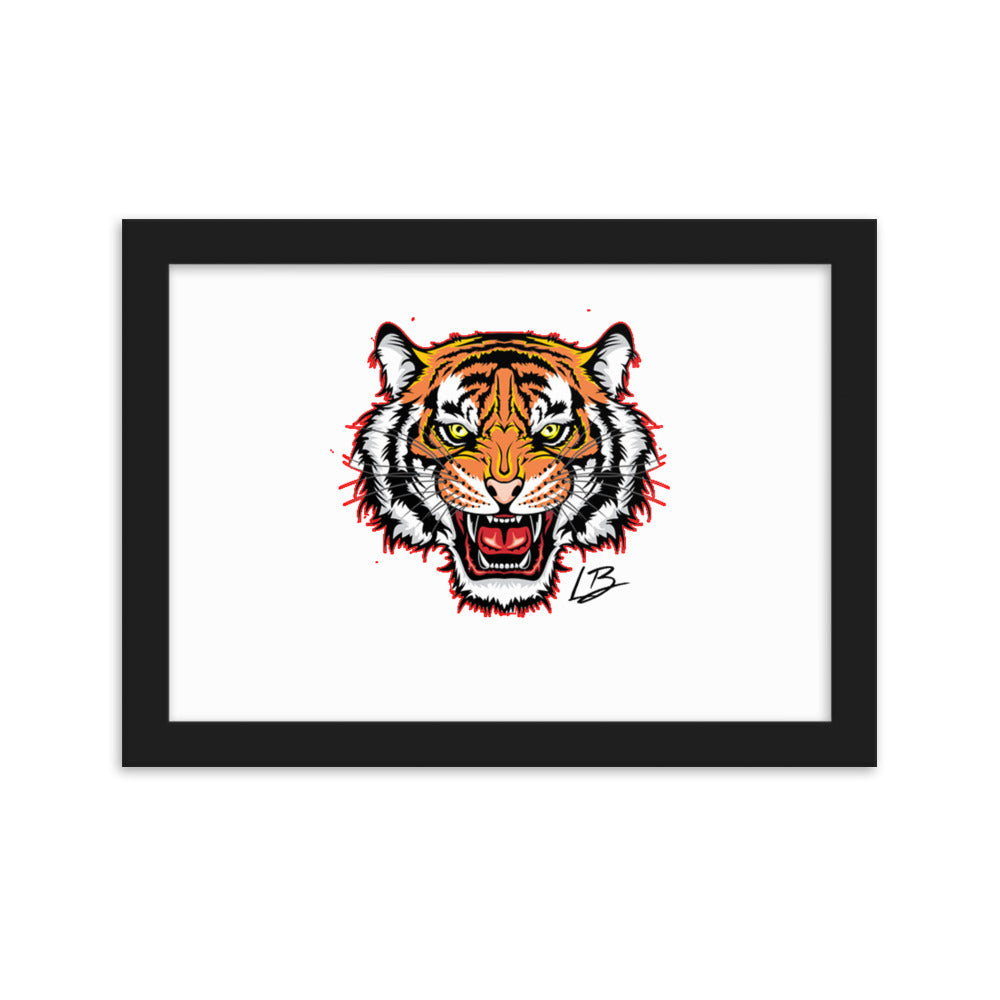 Framed matte paper poster tiger front