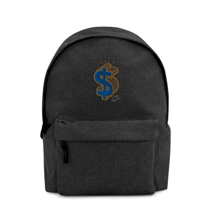 Embroidered Backpack blue money