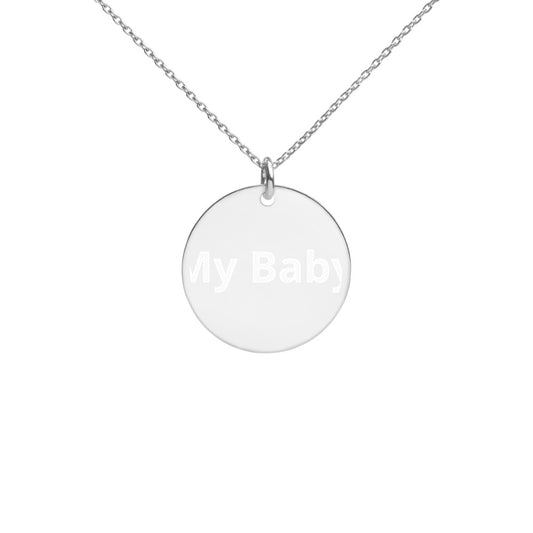 Engraved Silver Disc Necklace