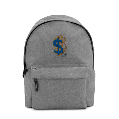 Embroidered Backpack blue money